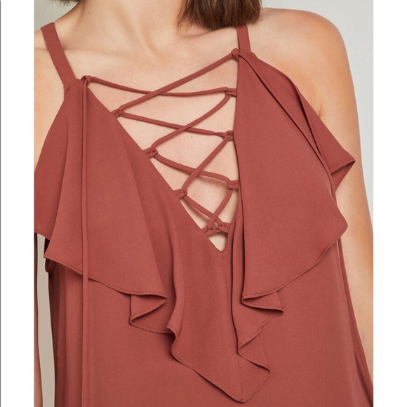 BCBGMAXAZRIA LACE-UP NECK CAMI, NWOT, size M - Picture 4 of 11